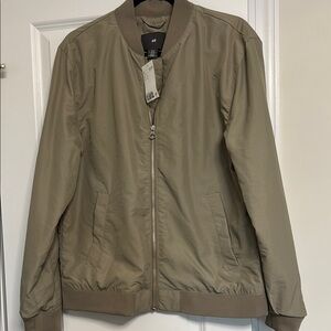 H&M Tan Bomber Jacket Lightweight Ribbed